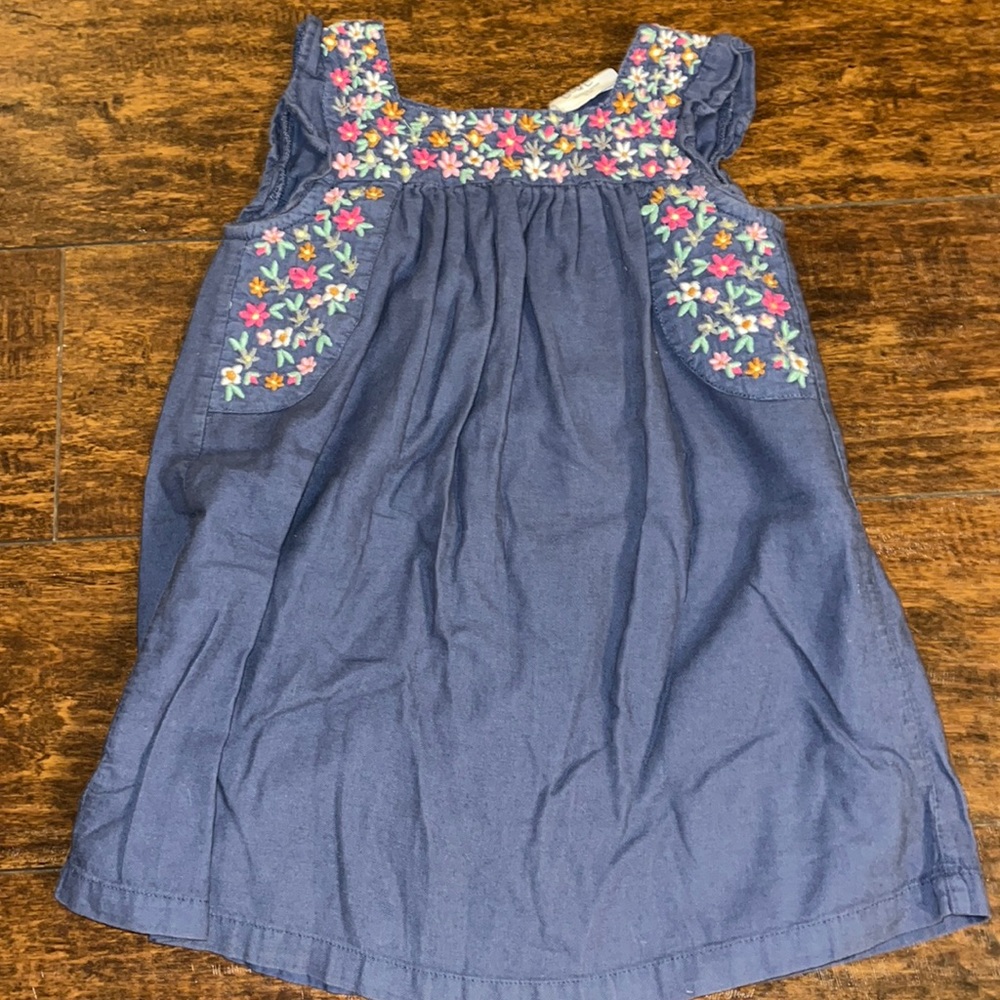 Mini Boden Blue Dress with Flower Design